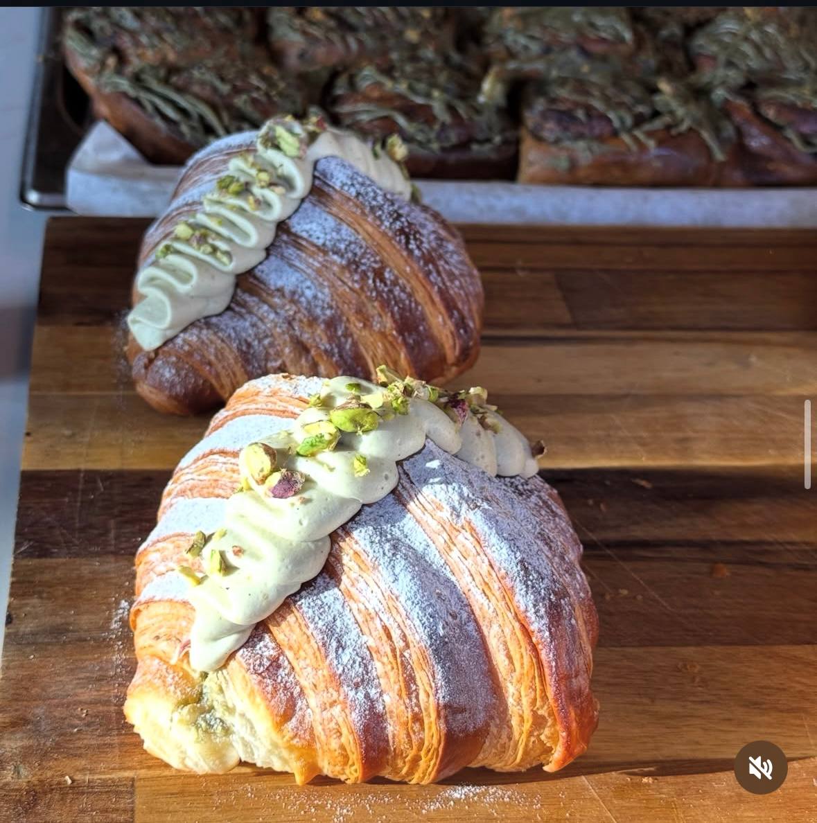 Pistachio cream croissants.